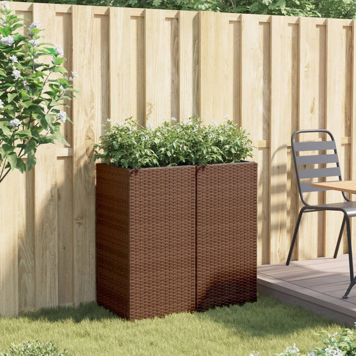 vidaXL Fioriere da Giardino 2 pz Marrone 40x40x80 cm in Polyrattan