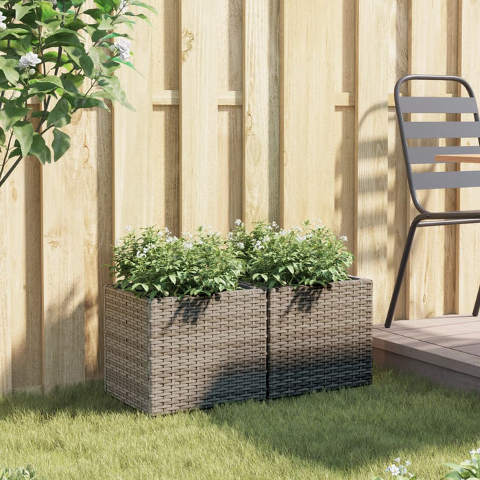 vidaXL Fioriere da Giardino 2 pz Grigie 36x30x32 cm in Polyrattan