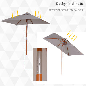 Ombrellone da Giardino in Legno 2x1,5m Grigio