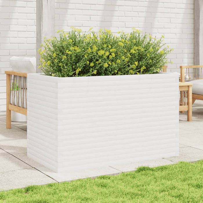 vidaXL Fioriera da Giardino Bianca 110x60x68,5 cm Legno Massello Pino