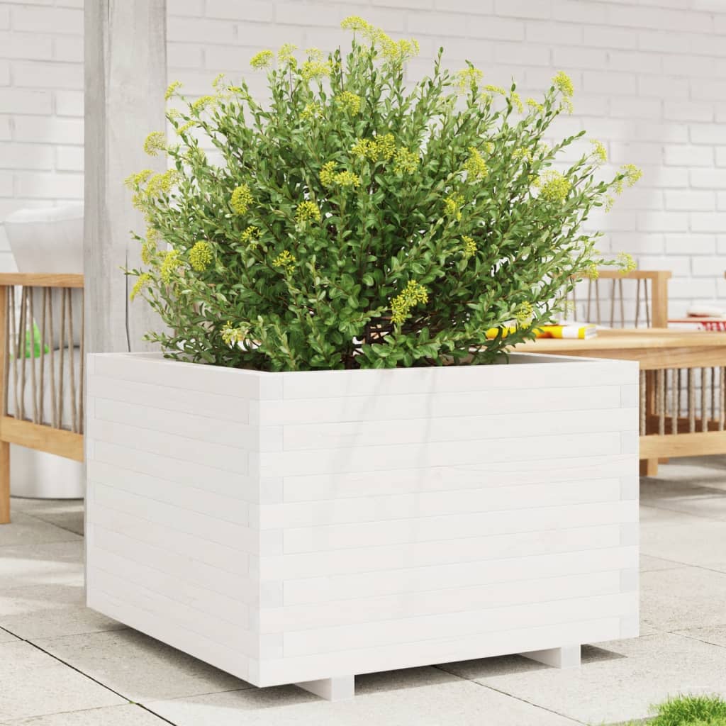 vidaXL Fioriera da Giardino Bianca 70x70x49,5cm Legno Massello di Pino