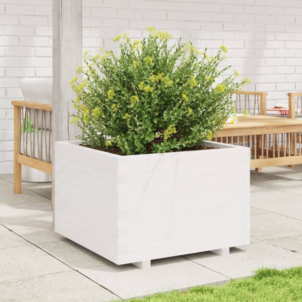 vidaXL Fioriera da Giardino Bianca 70x70x49,5cm Legno Massello di Pino