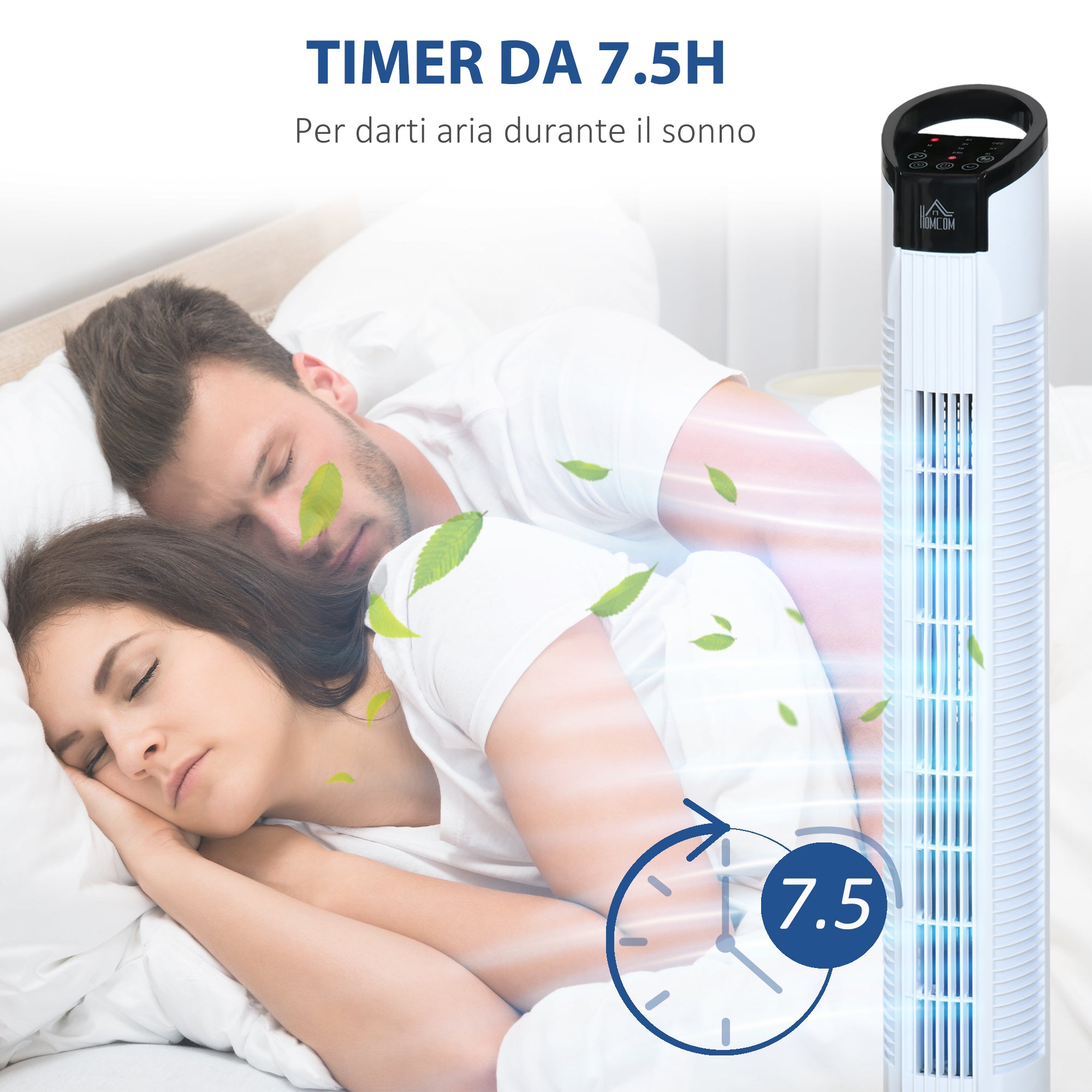 Ventilatore a Colonna Ø20x78,5 cm 3 Velocità Bianco