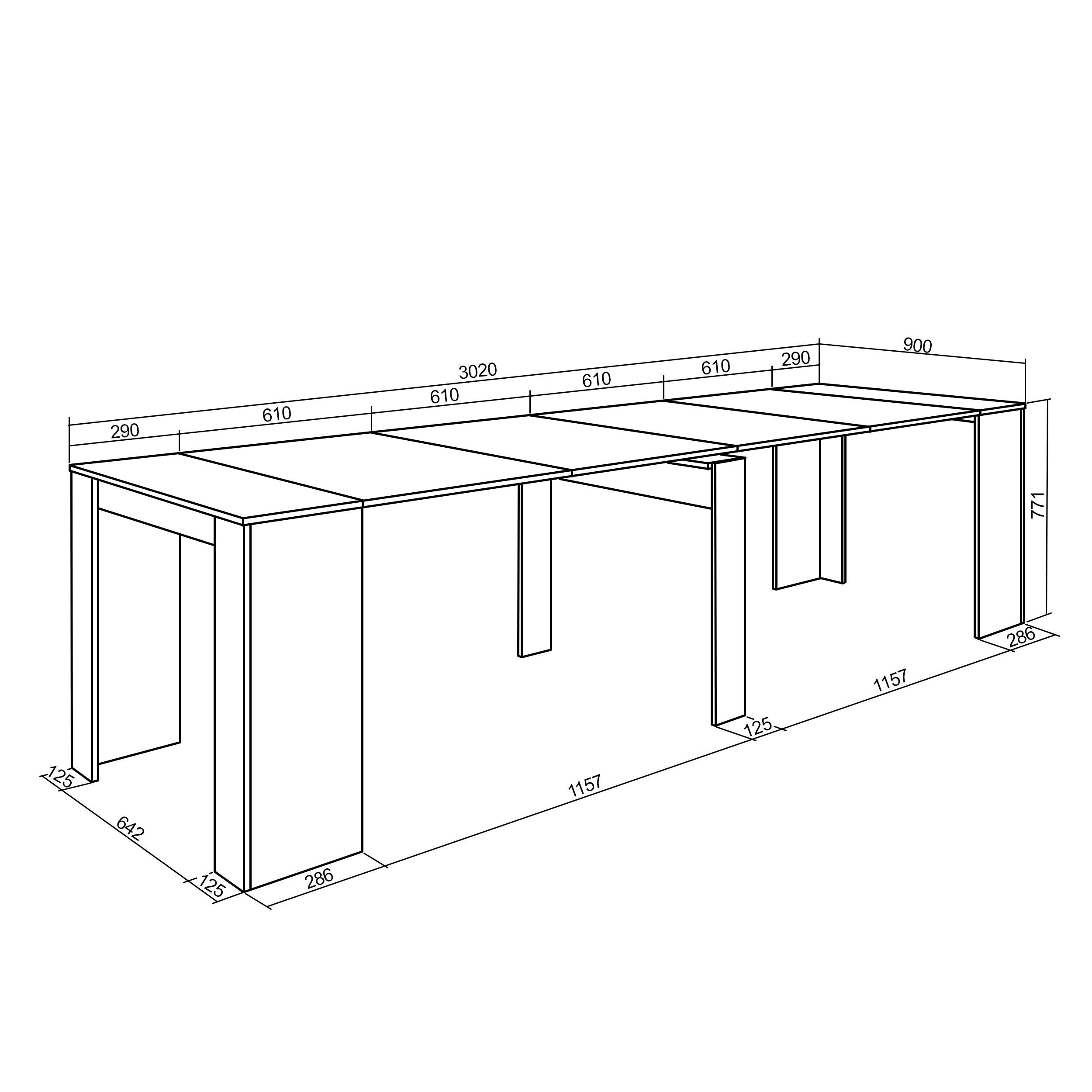 Consolle allungabile, 300, Per 14 persone, Cemento RF 2637