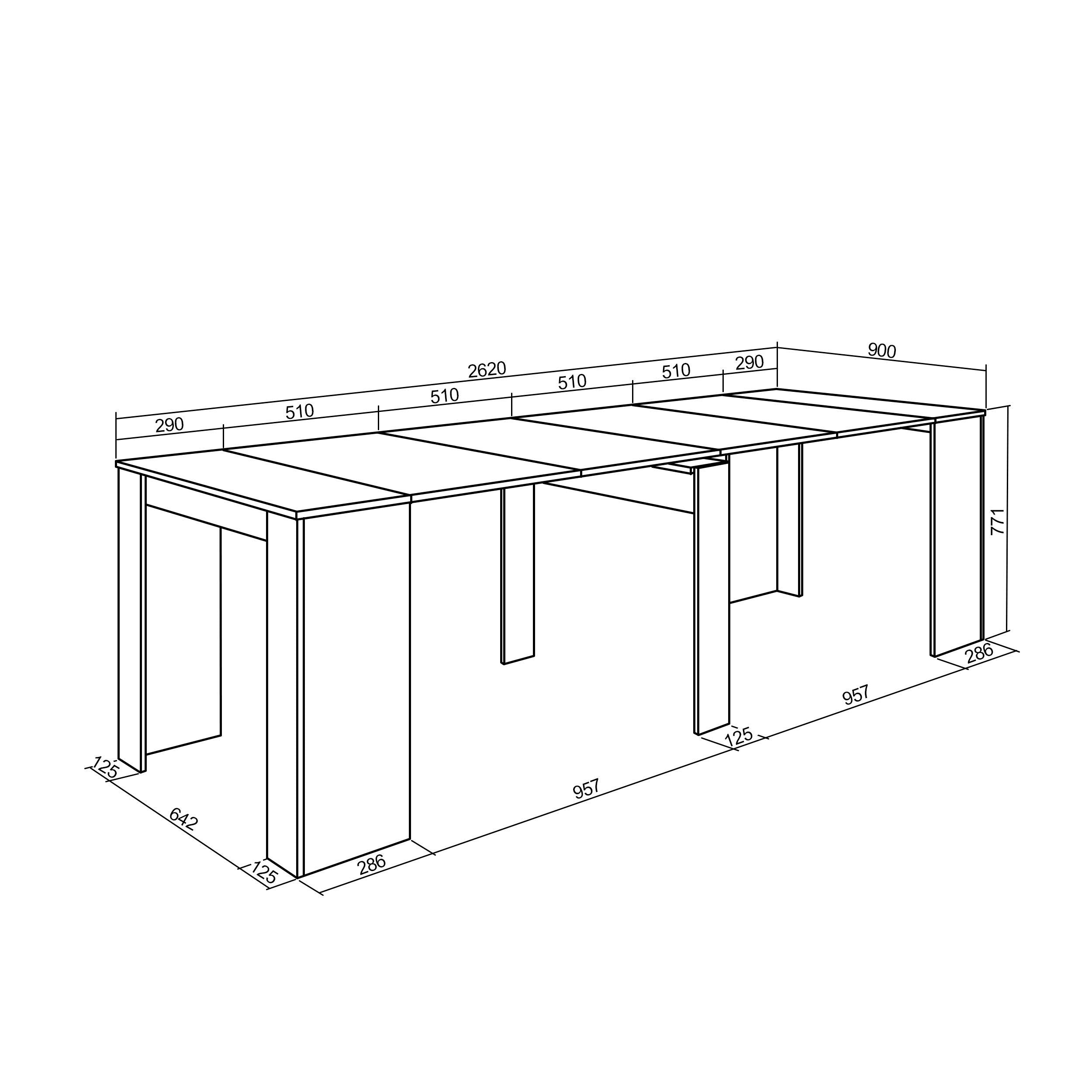 Consolle allungabile, 260, Per 12 persone, Cemento RF 2649