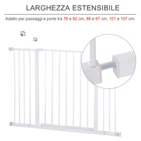 Cancelletto di Sicurezza per Animali Domestici 72-107 cm in Metallo Bianco