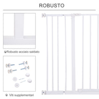 Cancelletto di Sicurezza per Animali Domestici 72-107 cm in Metallo Bianco