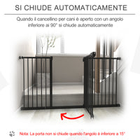 Cancelletto di Sicurezza per Animali Domestici 74-152,3 cm in Metallo Nero