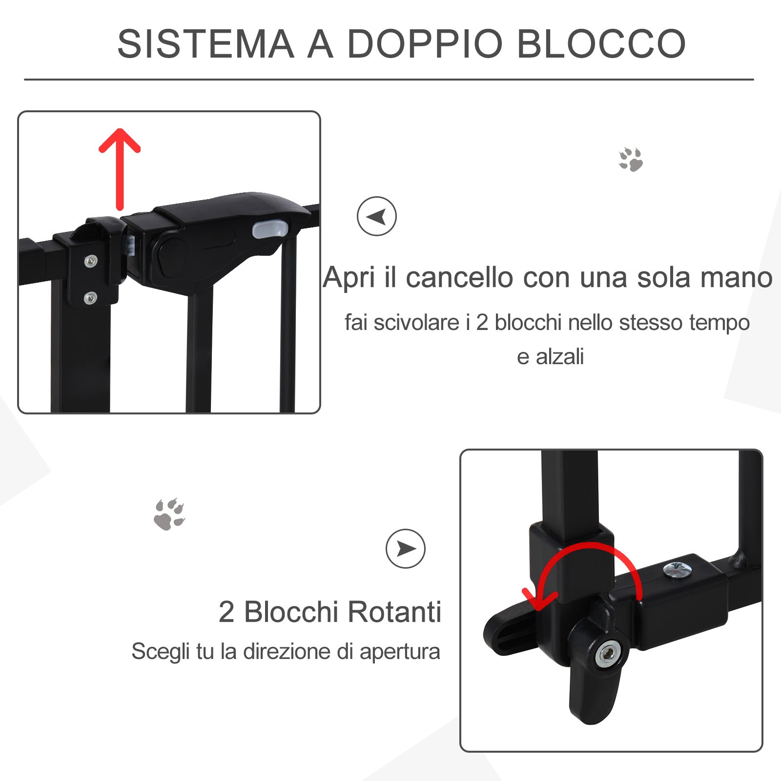 Cancelletto di Sicurezza per Animali Domestici 74-152,3 cm in Metallo Nero