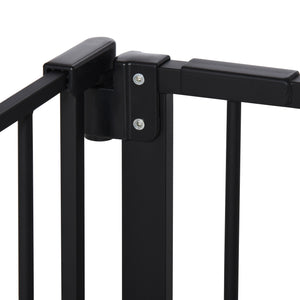 Cancelletto di Sicurezza per Animali Domestici 74-152,3 cm in Metallo Nero