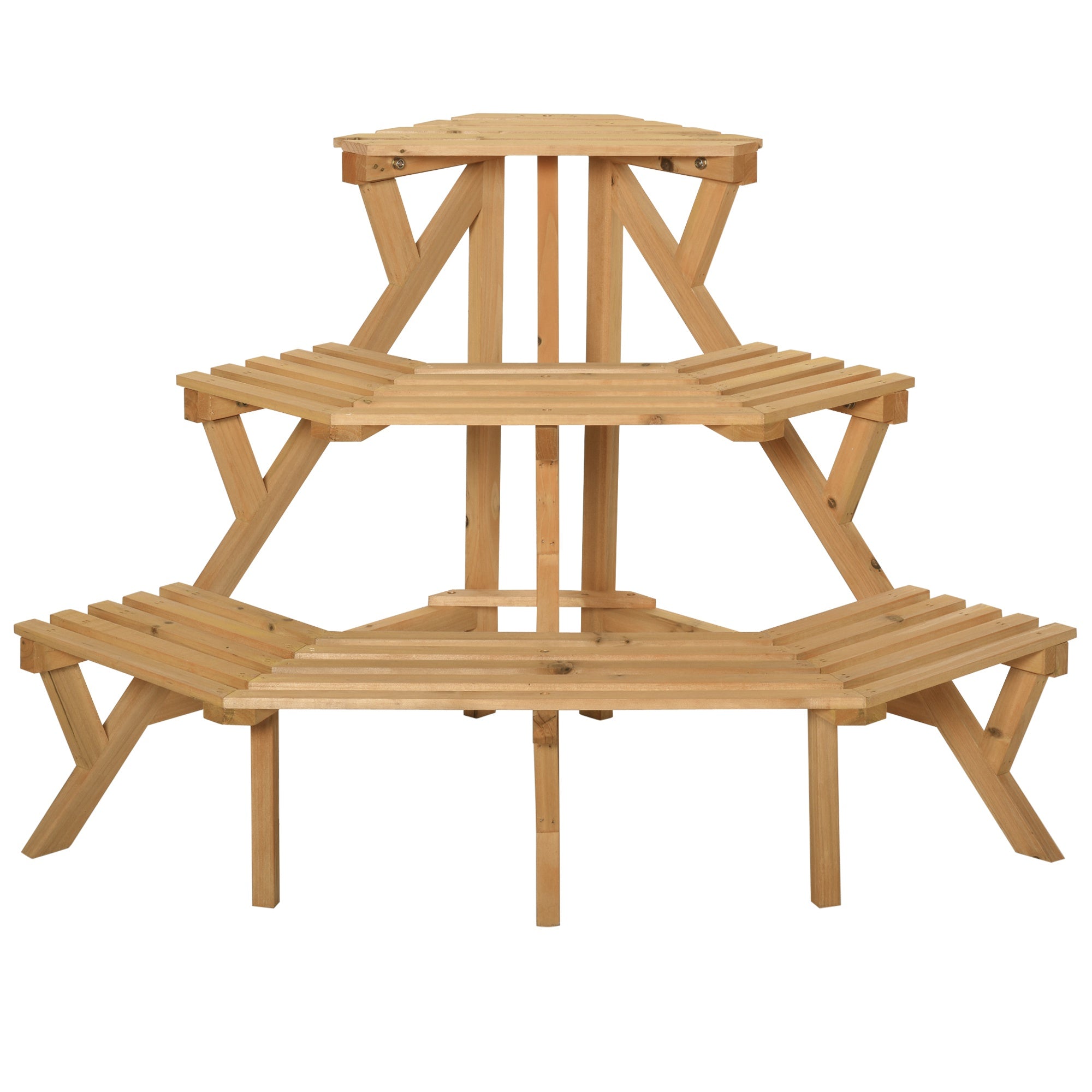 Scaletta Portavasi 3 Ripiani 96x64x61 cm in Legno Naturale