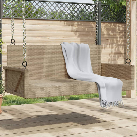 vidaXL Panchina a Dondolo Beige 119x56x48 cm in Polyrattan