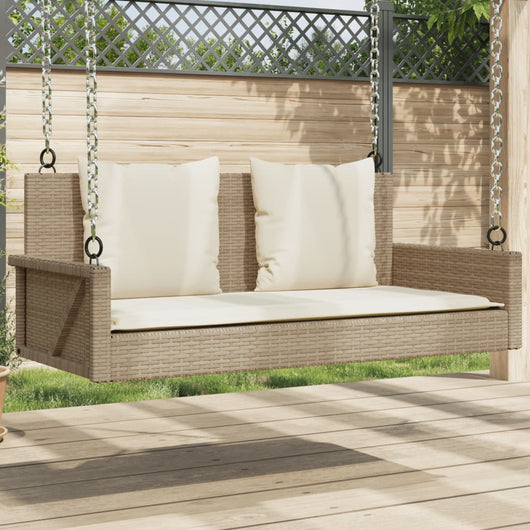 vidaXL Panchina a Dondolo con Cuscini Beige 119x56x48 cm in Polyrattan