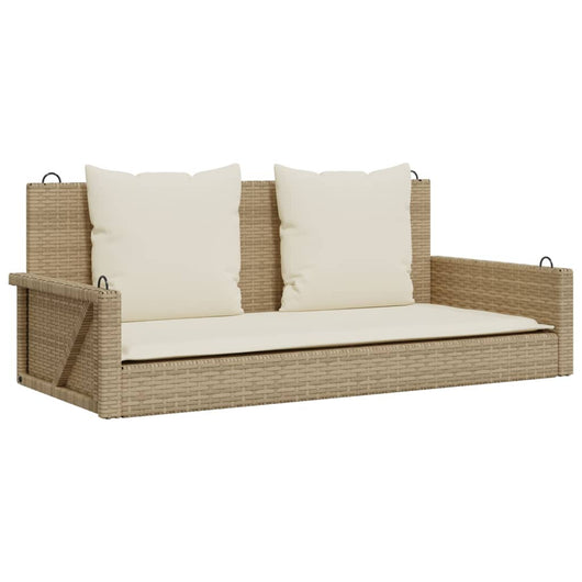 vidaXL Panchina a Dondolo con Cuscini Beige 119x56x48 cm in Polyrattan