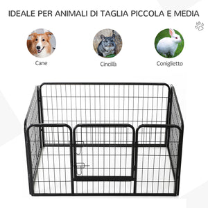 Recinto Recinzione per Animali Domestici 125x80x70 cm in Metallo Nero