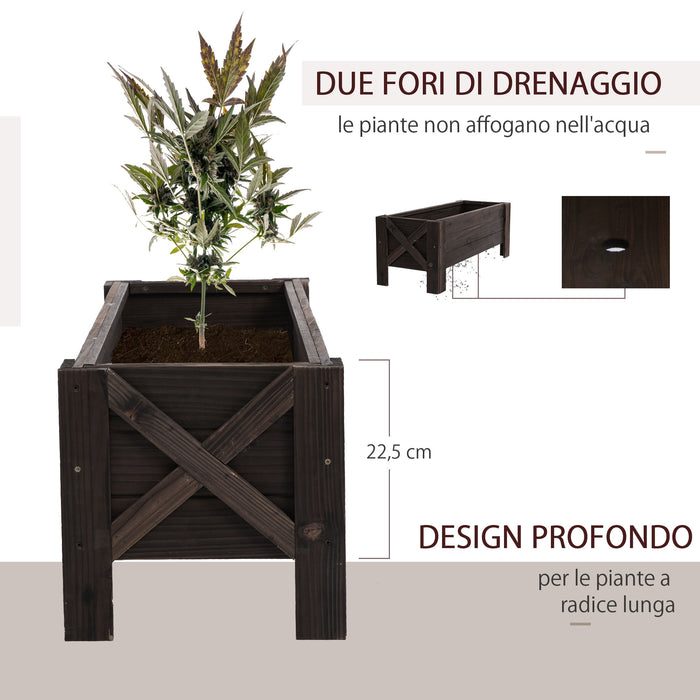 Fioriera da Giardino 100x35,5x36 cm in Legno Carbonizzato