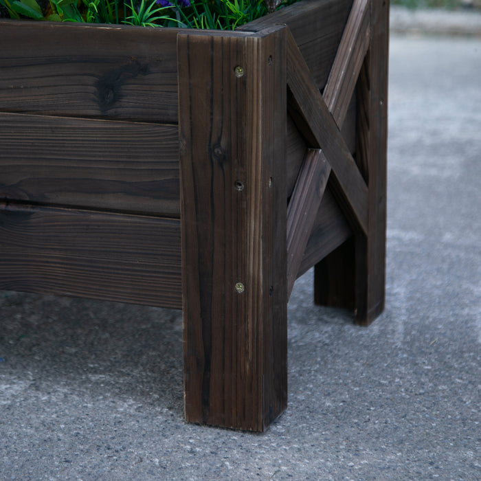 Fioriera da Giardino 100x35,5x36 cm in Legno Carbonizzato