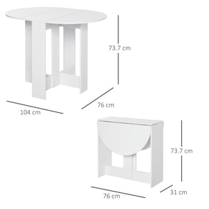 Tavolo Pieghevole Salvaspazio 104x76x73,7 cm in Legno Truciolare Bianco