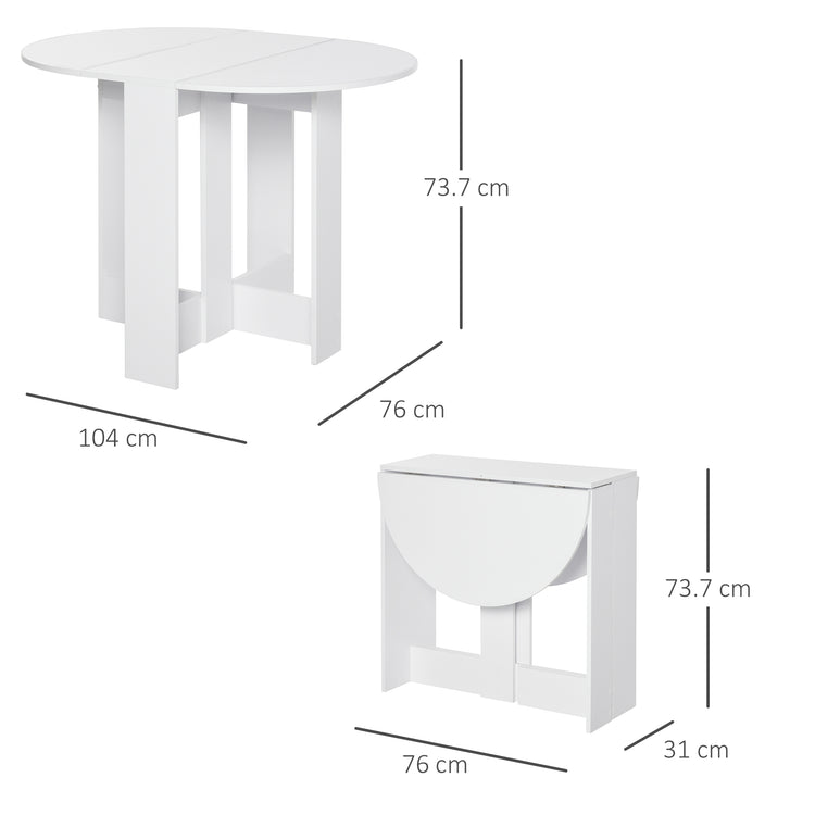 Tavolo Pieghevole Salvaspazio 104x76x73,7 cm in Legno Truciolare Bianco