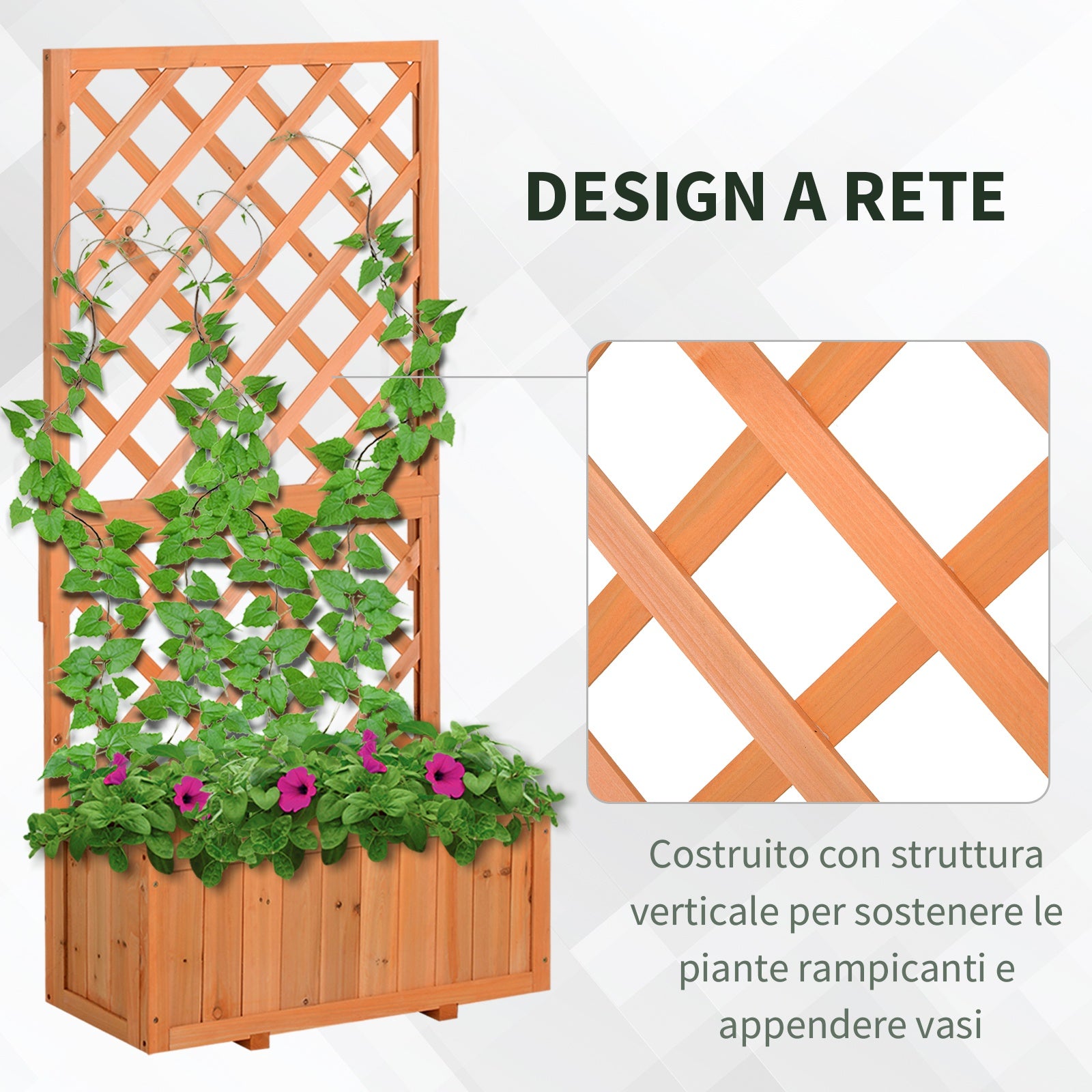 Fioriera da Giardino con Griglia 72,5x31,5x149,5 cm in Legno Arancione