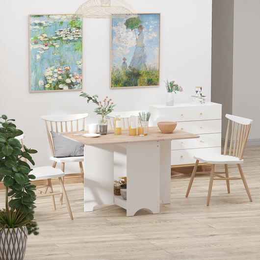 Tavolo Pieghevole Salvaspazio 118x80x72 cm in Legno Truciolare Bianco e Color Legno