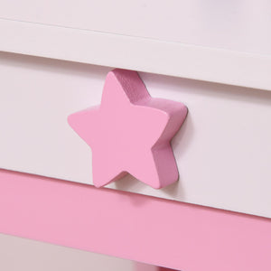 Specchiera Giocattolo per Bambini con Sgabello in MDF Rosa e Bianco