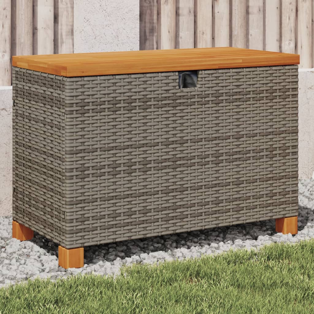 vidaXL Contenitore Giardino Grigio 80x40x48 cm Polyrattan Legno Acacia