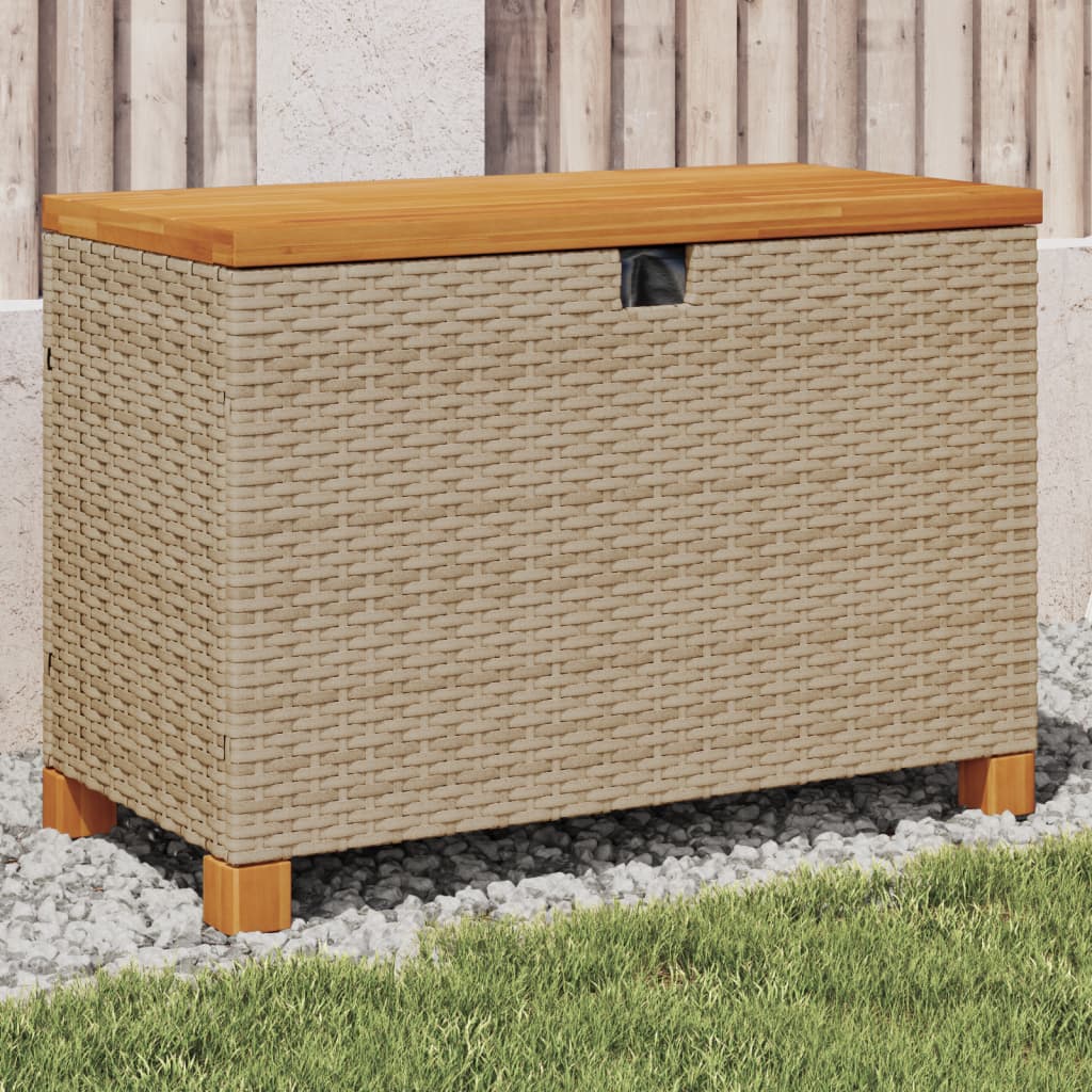 vidaXL Contenitore Giardino Beige 80x40x48cm Polyrattan e Legno Acacia