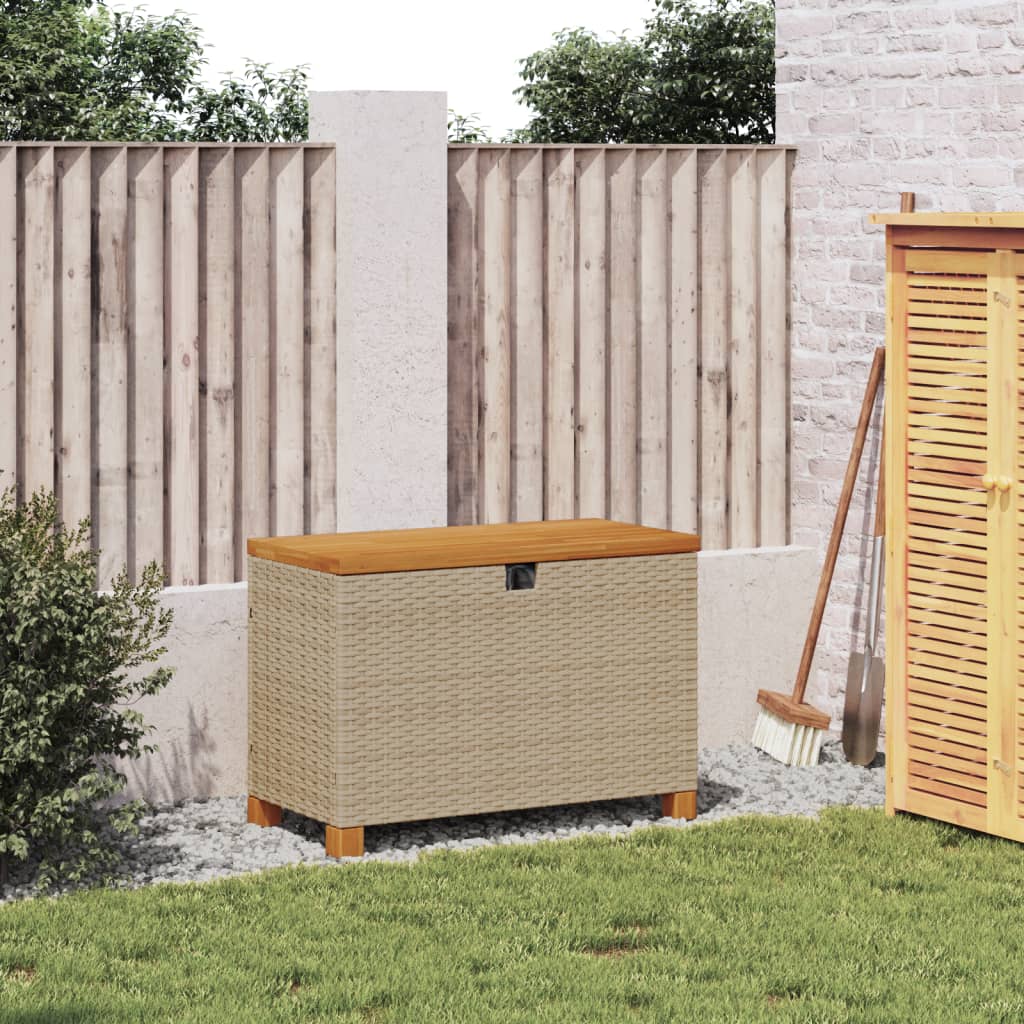 vidaXL Contenitore Giardino Beige 80x40x48cm Polyrattan e Legno Acacia