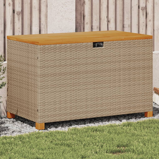 vidaXL Contenitore Giardino Beige 110x55x63cm Polyrattan Legno Acacia