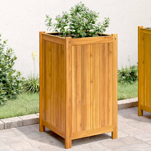 vidaXL Fioriera Giardino con Rivestimento 42x42x75 cm Massello Acacia