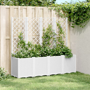 vidaXL Fioriera da Giardino con Traliccio Bianco 160x40x140 cm in PP