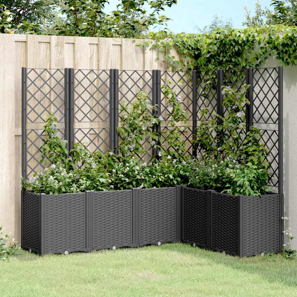 vidaXL Fioriera Giardino con Graticcio Nera 160x120x140 cm in PP