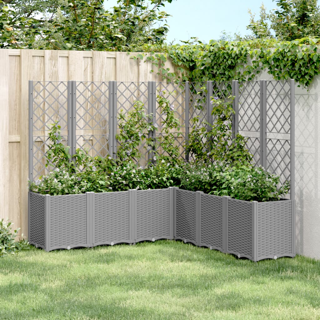 vidaXL Fioriera Giardino con Traliccio Grigio Chiaro 160x160x140 cm PP