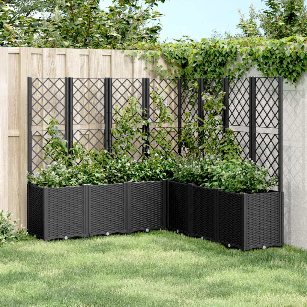 vidaXL Fioriera da Giardino con Traliccio Nera 160x160x140 cm in PP