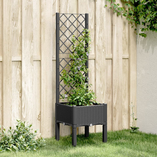 vidaXL Fioriera da Giardino con Traliccio Nera 40x40x142 cm in PP