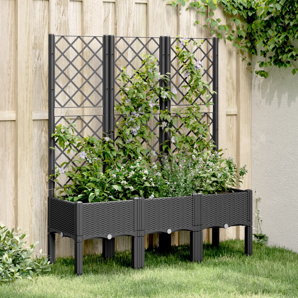 vidaXL Fioriera da Giardino con Traliccio Nera 120x40x142 cm in PP