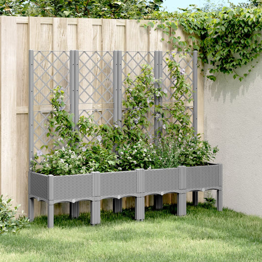 vidaXL Fioriera Giardino con Traliccio Grigio Chiaro 160x40x142 cm PP