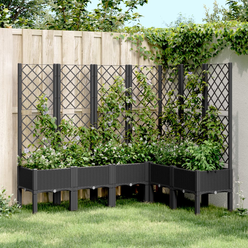 vidaXL Fioriera da Giardino con Traliccio Nera 160x120x142 cm in PP