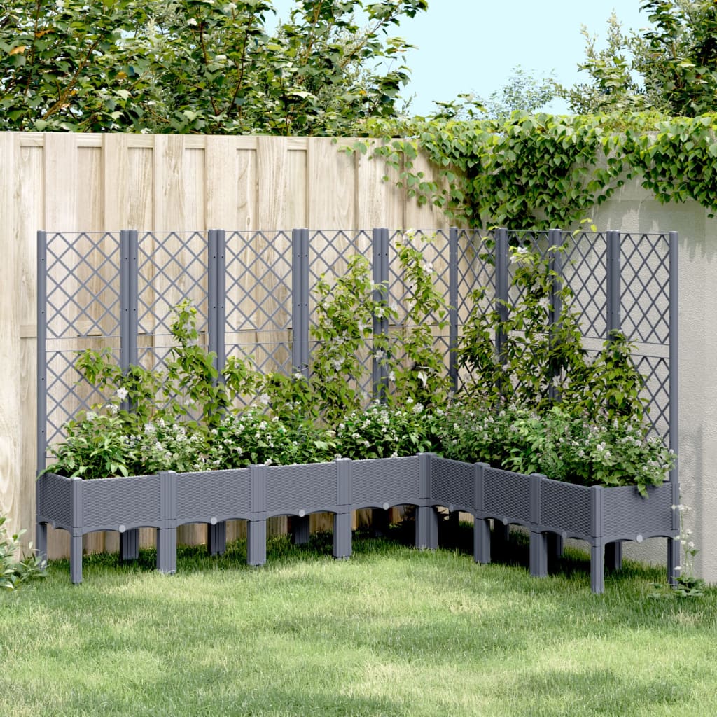 vidaXL Fioriera Giardino con Traliccio Grigio Blu 200x160x142 cm PP