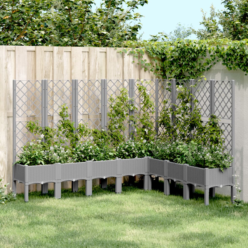 vidaXL Fioriera Giardino con Traliccio Grigio Chiaro 200x160x142 cm PP