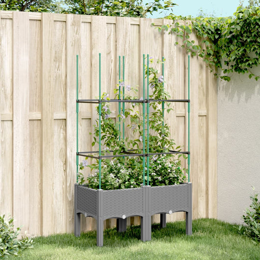 vidaXL Fioriera da Giardino con Graticcio Grigio 80x40x142,5cm PP