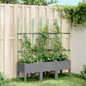 vidaXL Fioriera Giardino con Traliccio Grigio Chiaro 120x40x142,5cm PP