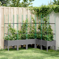 vidaXL Fioriera Giardino con Graticcio Grigio 160x120x142,5 cm PP