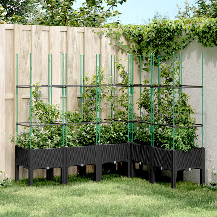 vidaXL Fioriera da Giardino con Traliccio Nera 160x120x142,5 cm in PP