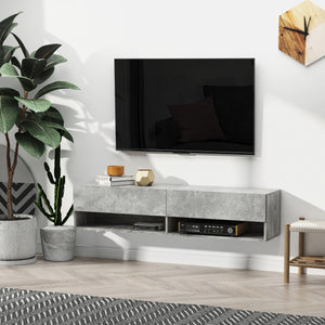 Mobile TV Sospeso 140x32x31 cm in Legno Truciolare Grigio