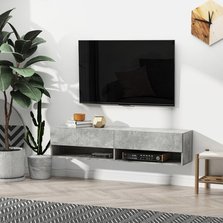 Mobile TV Sospeso 140x32x31 cm in Legno Truciolare Grigio