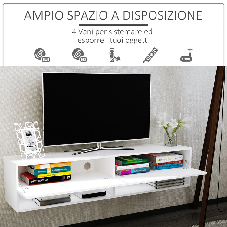 Mobile TV Sospeso 140x32x31 cm in Legno Truciolare Grigio