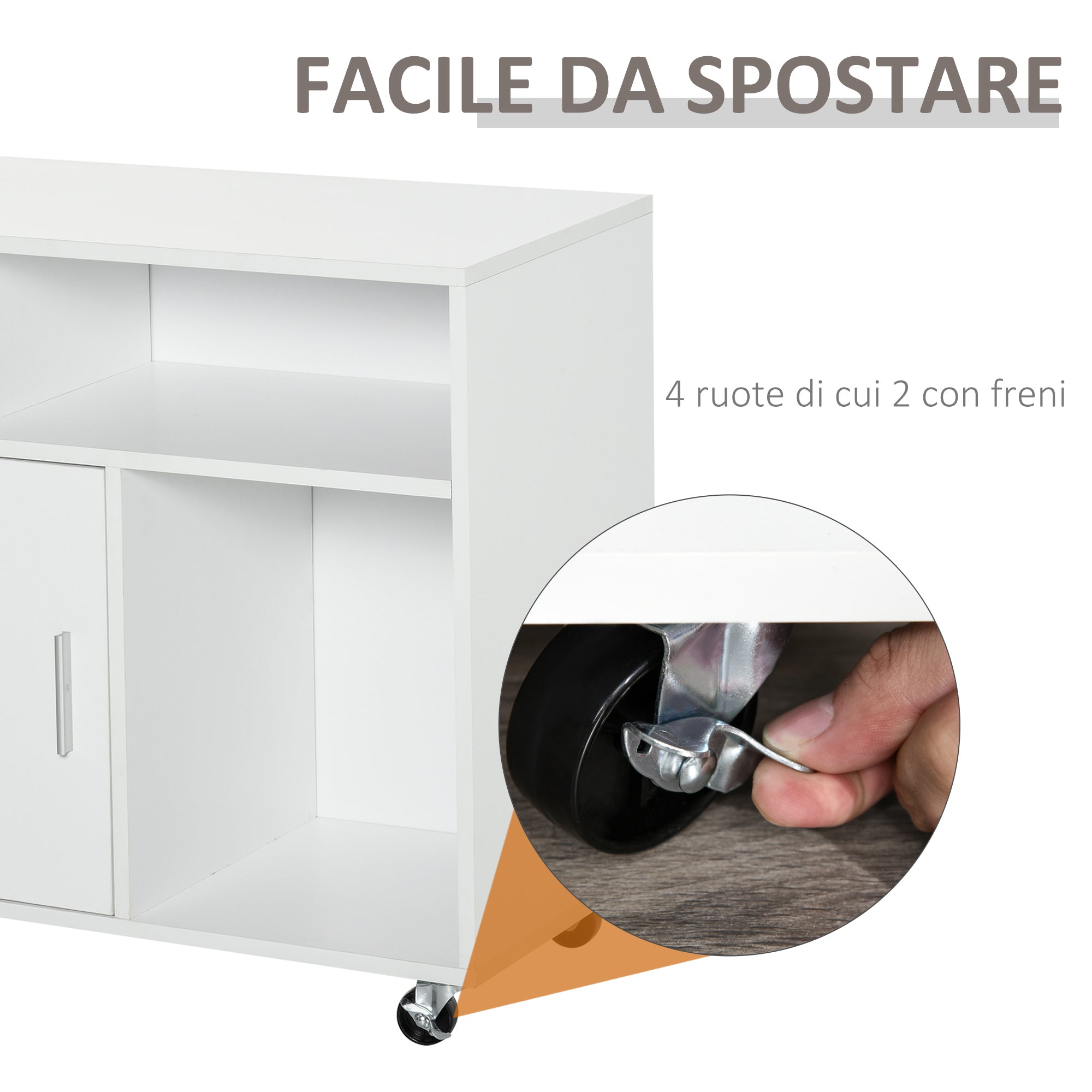 Mobile Porta Stampante con Cassetti 100x35x65 cm in Legno Truciolare Bianco