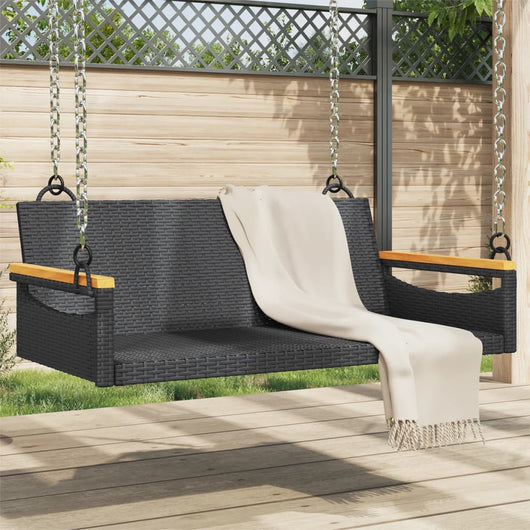 vidaXL Panchina Dondolo Nera 109x62x40 cm in Polyrattan